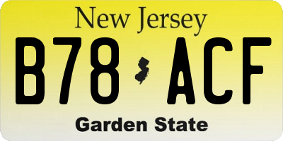 NJ license plate B78ACF