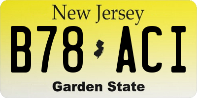 NJ license plate B78ACI