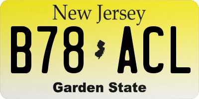 NJ license plate B78ACL