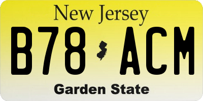 NJ license plate B78ACM