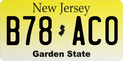 NJ license plate B78ACO