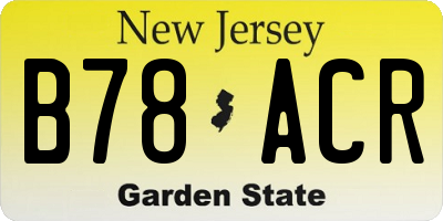 NJ license plate B78ACR