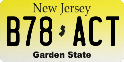 NJ license plate B78ACT