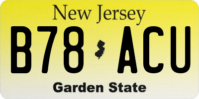 NJ license plate B78ACU