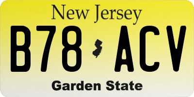 NJ license plate B78ACV