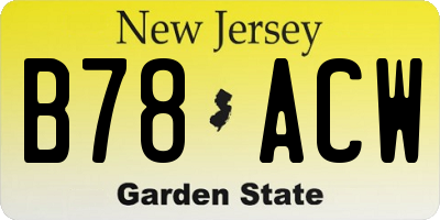 NJ license plate B78ACW