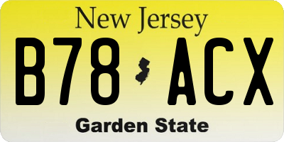 NJ license plate B78ACX