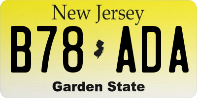 NJ license plate B78ADA