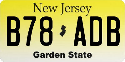 NJ license plate B78ADB