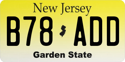 NJ license plate B78ADD