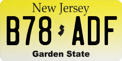 NJ license plate B78ADF