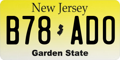 NJ license plate B78ADO