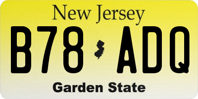 NJ license plate B78ADQ