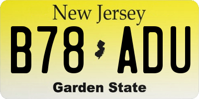 NJ license plate B78ADU