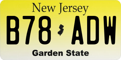 NJ license plate B78ADW