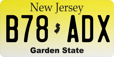 NJ license plate B78ADX