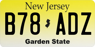 NJ license plate B78ADZ