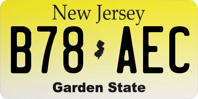 NJ license plate B78AEC