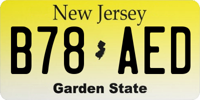 NJ license plate B78AED