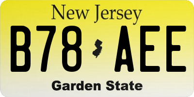 NJ license plate B78AEE