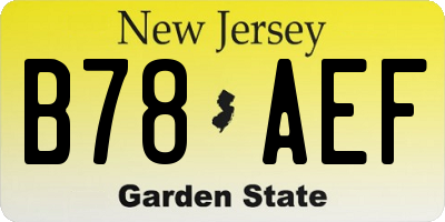 NJ license plate B78AEF