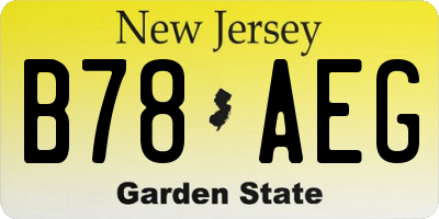 NJ license plate B78AEG