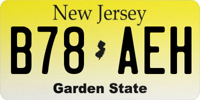 NJ license plate B78AEH