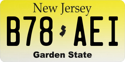 NJ license plate B78AEI