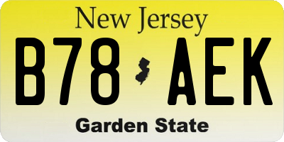 NJ license plate B78AEK