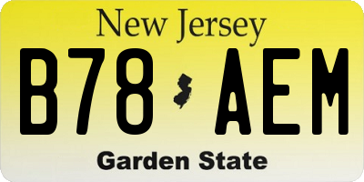 NJ license plate B78AEM