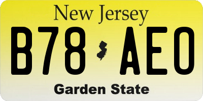NJ license plate B78AEO