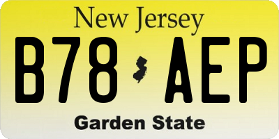NJ license plate B78AEP