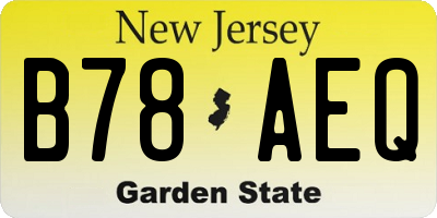 NJ license plate B78AEQ