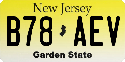 NJ license plate B78AEV