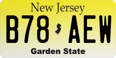 NJ license plate B78AEW