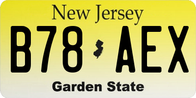 NJ license plate B78AEX