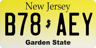 NJ license plate B78AEY