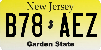 NJ license plate B78AEZ