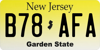NJ license plate B78AFA