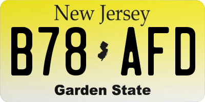 NJ license plate B78AFD