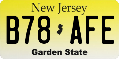 NJ license plate B78AFE