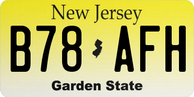 NJ license plate B78AFH