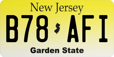 NJ license plate B78AFI
