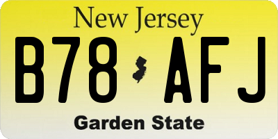 NJ license plate B78AFJ