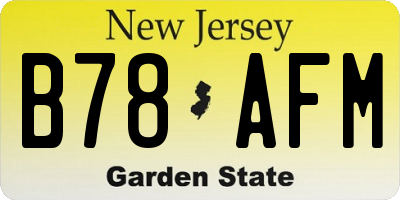 NJ license plate B78AFM