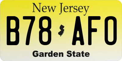 NJ license plate B78AFO