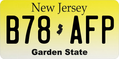 NJ license plate B78AFP