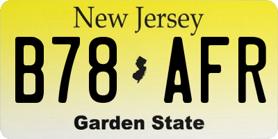NJ license plate B78AFR