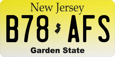 NJ license plate B78AFS