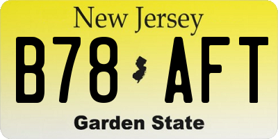 NJ license plate B78AFT